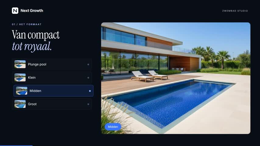 De zwembad-configurator met een samengesteld zwembad