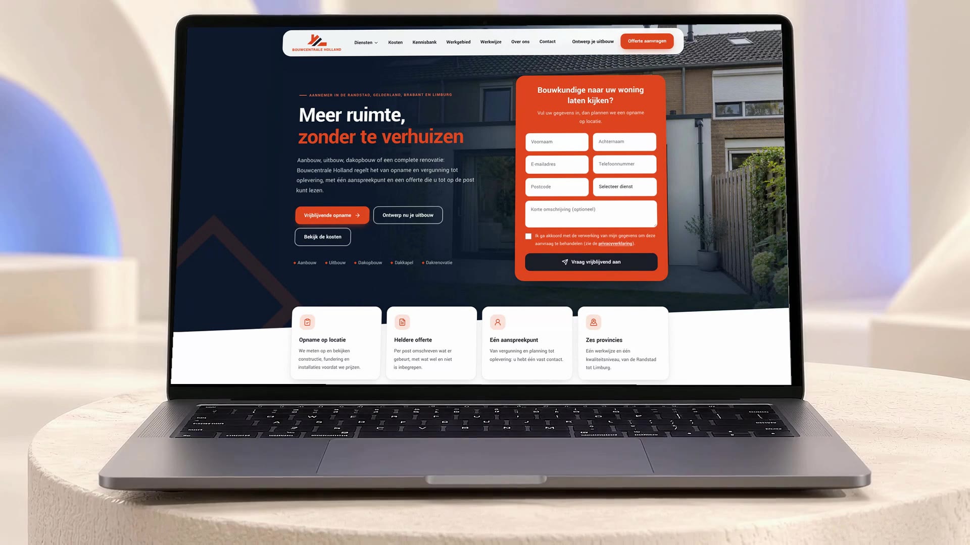 Website van Bouwcentrale Holland