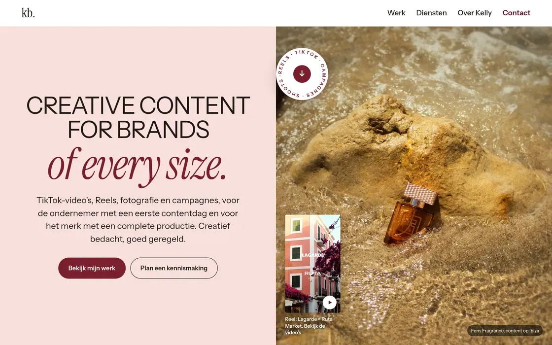 De website van Kelly Bobson op een laptop